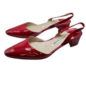 Manolo Blahnik Aspro Patent Leather Slingback Red Pumps- US 8 / EU 38 -$775